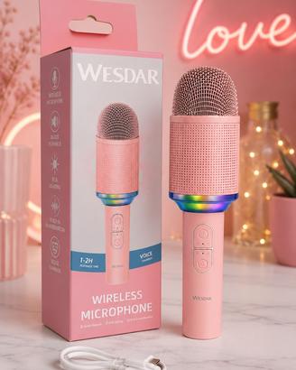 Microfono Karaoke Wireless WESDAR Rosa – Nuovo