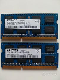 4 GB RAM DDR3 SODIMM per portatile - nuova