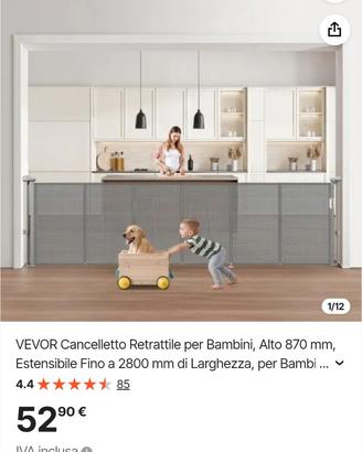 Cancelletto retrattile per animali e bambini pari