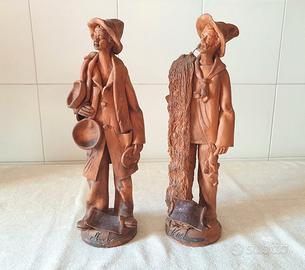 Statuette vintage terracotta firmate vintage PZ.2