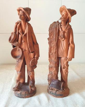 Statuette vintage terracotta firmate vintage PZ.2