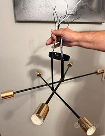 Lampadario Moderno 6 Luci Nero e Oro - Psatfito G