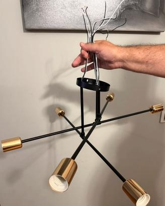 Lampadario Moderno 6 Luci Nero e Oro - Psatfito G