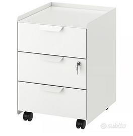 IKEA Cassettiera, 3 cassetti con rotelle, bianco