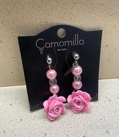 Orecchini rosa pendenti