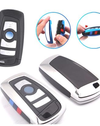 CUSTODIA COVER CHIAVE BMW QUADRATA CROMATA E NERA