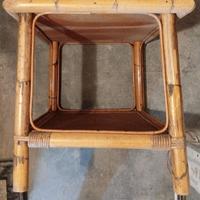 set artigianale in bambù 3 sedie e due tavolini