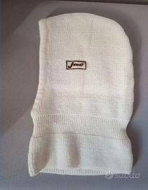 Berretto passamontagna  bianco  misto lana bambina