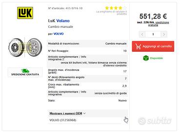 Volvo V60 D3 2011 LUK Volano 415 0716 10 31256968