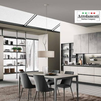 CUCINA A GOLA LINEARE CON COLONNA TAVOLO+SEDIE