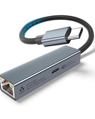 Adattatore USB-C Ethernet Gigabit con ricarica PD