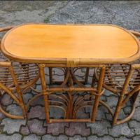 Set in bambù tavolo ovale + due sedie a scomparsa