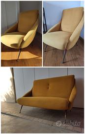 Set divani anni 60, 3 elementi, 4 posti
