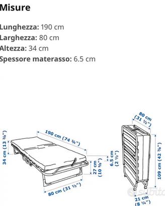 Brandine pieghevoli una piazza
