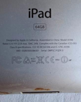 ✅Apple iPad 2 64GB Wi-Fi + Cellular A1396 Ricambi