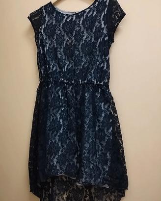 vestito bambina, in pizzo blu