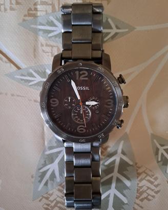 FOSSIL Cronografo effetto legno, acciaio brunito