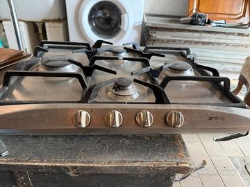 Piano cottura 4 fuochi a gas inox - smeg