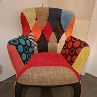 poltrona scandinava in tessuto patchwork 