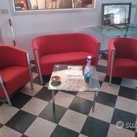 Salottino 3 Pezzi In Velluto Rosso