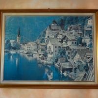 Quadro/Puzzle vintage Hallstatt incorniciato