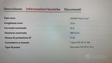 PROLUNGA 20 METRI 3P+T 16A