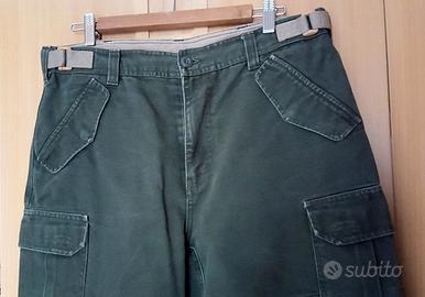 PANTALONE CARGO IN COTONE INVERNALE VERDE MILITARE