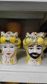 coppia teste di moro con limoni  cm.13