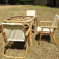 set di 4 sedie e 1 tavolino da esterno in bambù