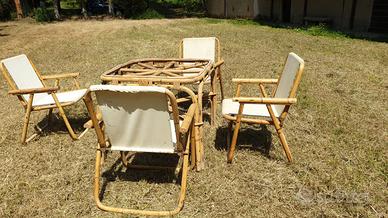 set di 4 sedie e 1 tavolino da esterno in bambù
