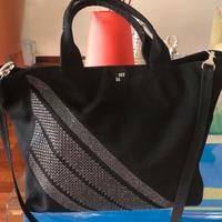 Borsa nera in tela e lurex PINKO