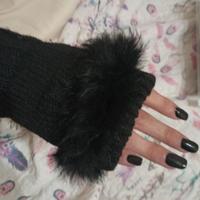 Guanti neri con ecopelliccia Taglia Unica