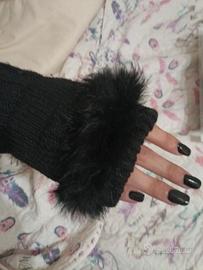 Guanti neri con ecopelliccia Taglia Unica