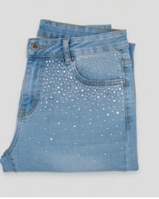 Jeans denim azzurri con strass