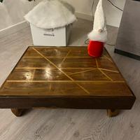 Tavolino artigianale in legno di ulivo del Cilento