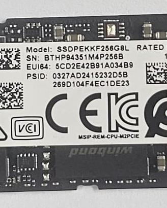 SSD 256gb Intel NVMe 2280