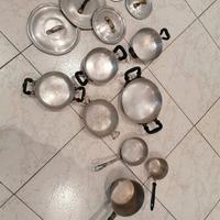  3 pentolini, 5 tegamini e 5 coperchi, anni 40