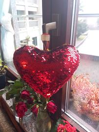 peluche cuore rosso/oro paillettes
