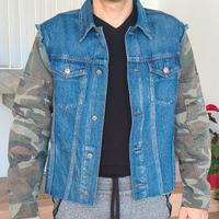 giacca jeans con maniche militari 