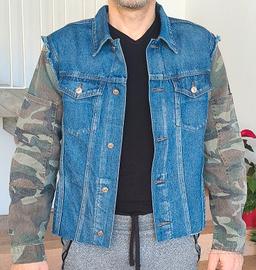 giacca jeans con maniche militari 