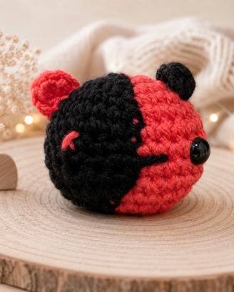 Orsetto rosa e nero amigurumi uncinetto