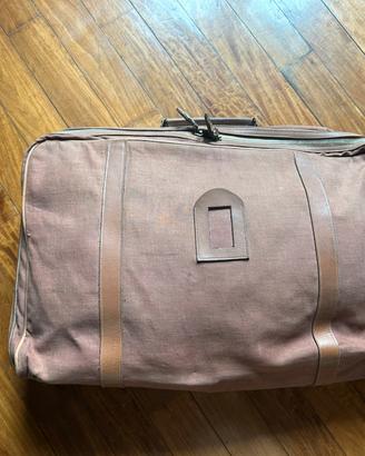 Valigia Vintage in tela e pelle marrone - Anni’70-