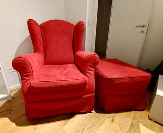 Poltrona e pouf in alcantara