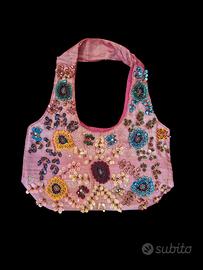 Borsa donna a spalla in Seta Ricamata A MANO
