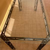 TAVOLO IN VETRO E FERRO BATTUTO H 85 x L 190 x P90