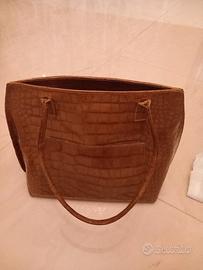 Borsa in vera pelle color cuoio 