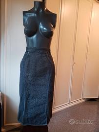 Gonna in jeans nera con borchie vintage anni 90