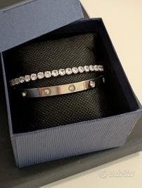 Set di bracciali in acciaio placcato oro e Zirconi