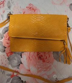 borsa  vera pelle, gialla