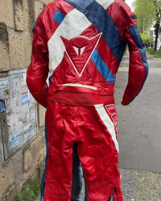 Tuta turistica da moto in pelle Dainese due pezzi